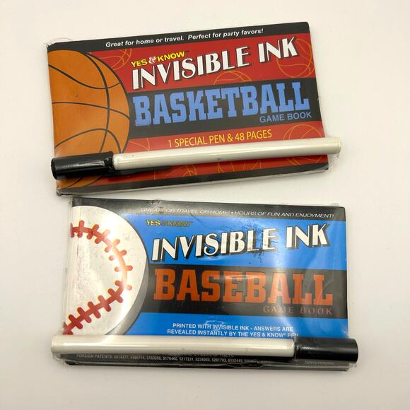 Yes & Know Invisible Ink Game Books Lot of 2 – Basketball & Baseball NEW - Picture 1 of 2
